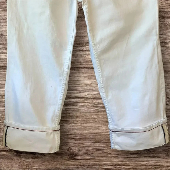 Liz Claiborne Jeans Boyfriend Fit Straight Crop Cuffed Size 10 White Mid Rise - Picture 4 of 16